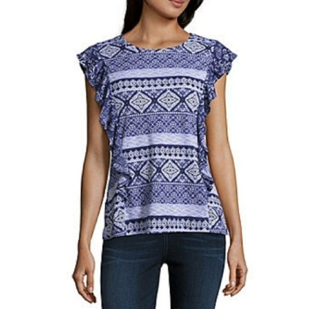 Como‎ Blu Crew Neck Sleeveless Top